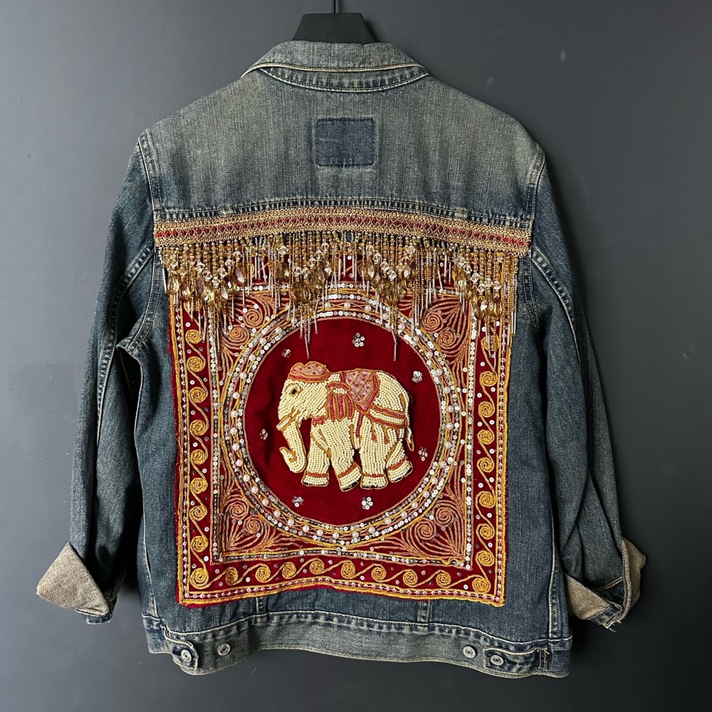 Elephant custom denim jacket